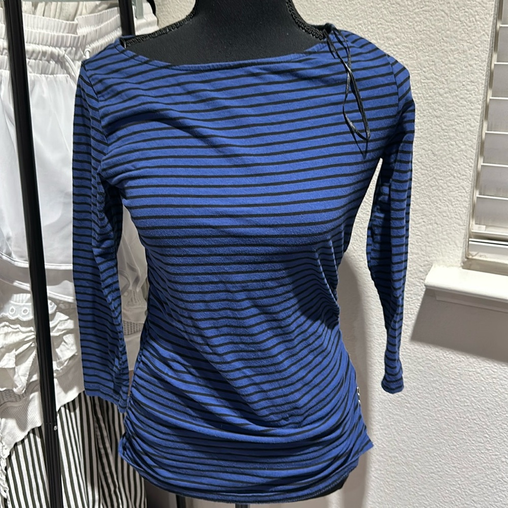 Michael Kors, Black And Blue Stripe Long Sleeve